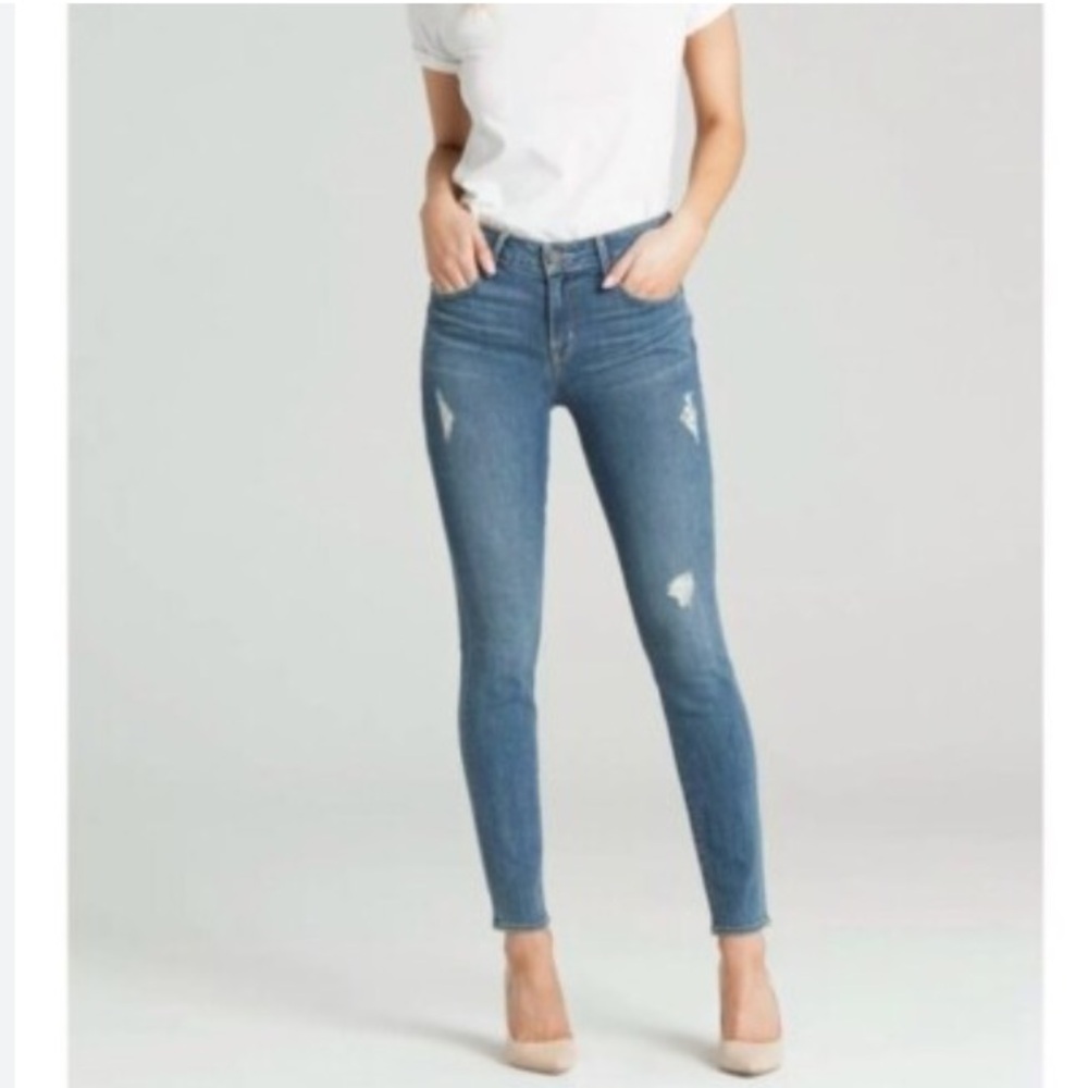 PARKER SMITH-30-Blue Distressed Skinny Jeans Cotton Rayon Spandex